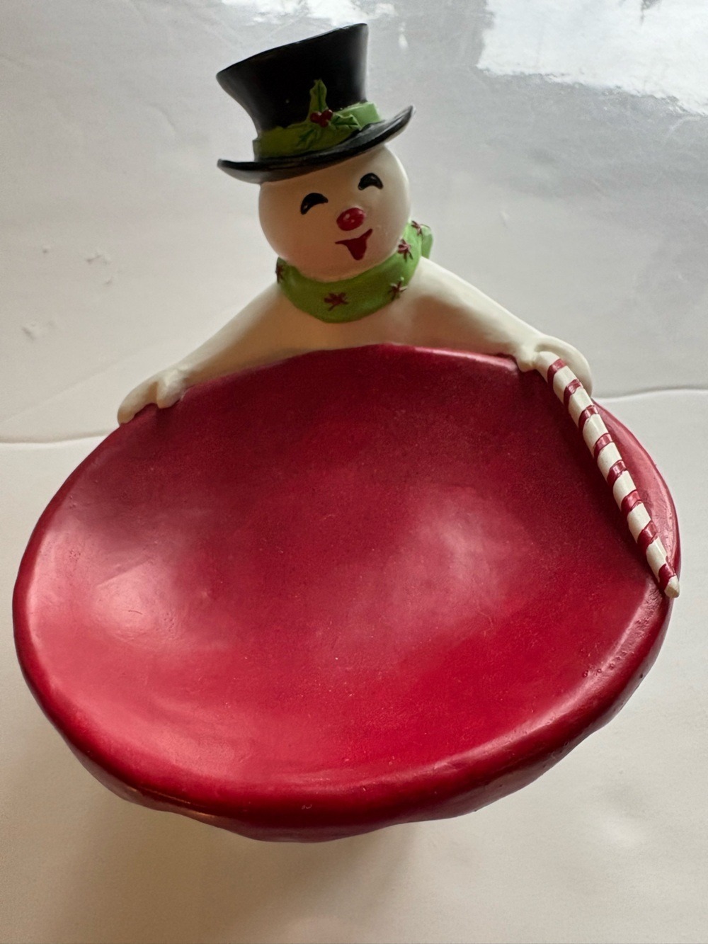 Boston Warehouse Red Snowman Soap Trinket Dish Candy Bowl